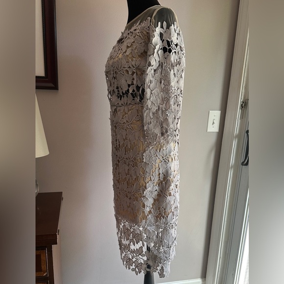 Lace Overlay Dress in Soft Grayish Lavender - Picture 2 of 10